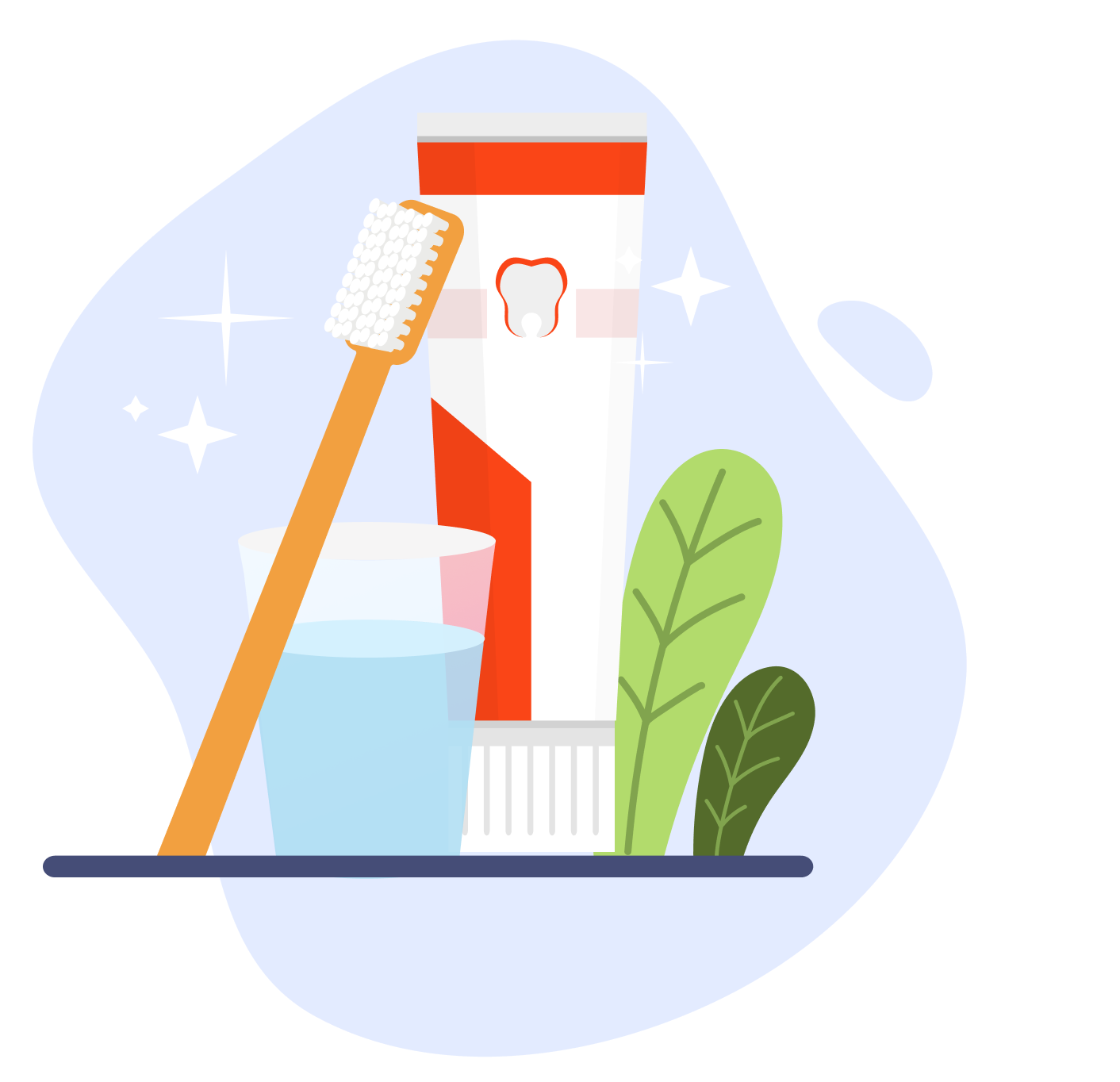 Eine ZahnbÃ¼rste und Zahnpasta auf einem Tablett mit einem Glas Wasser, bereit fÃ¼r die Mundhygieneroutine.