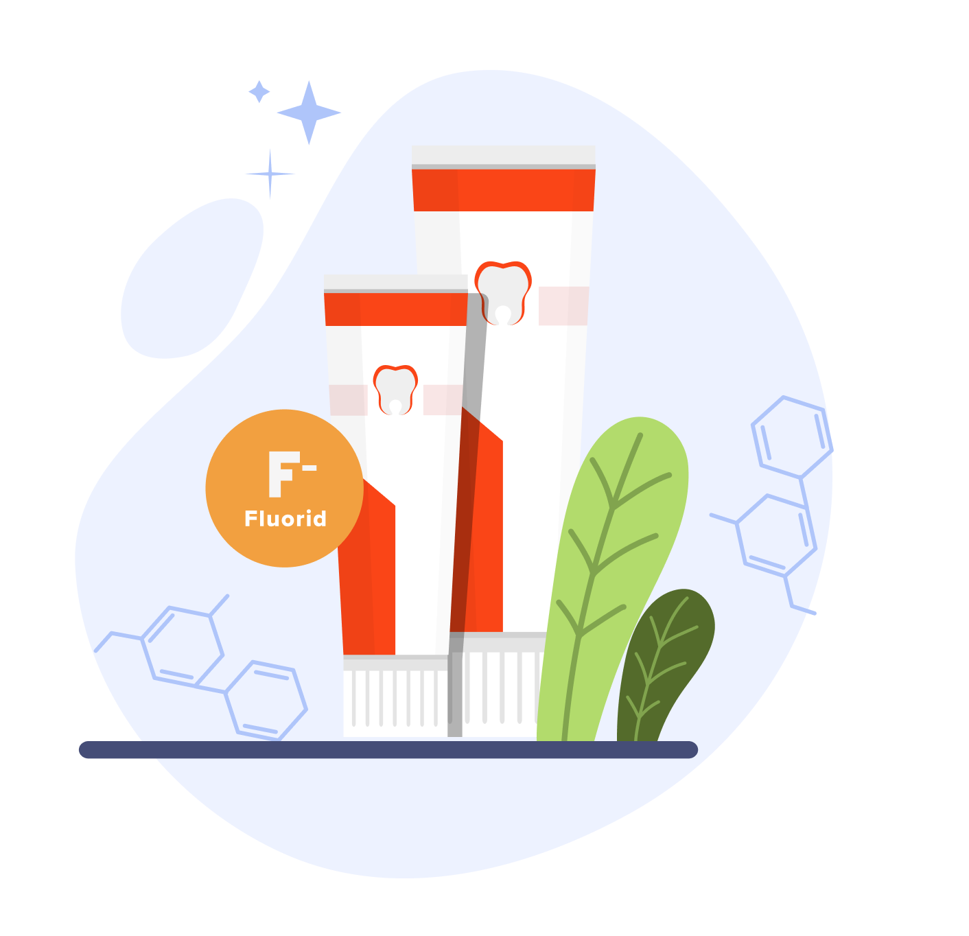 Zwei Zahnpastatuben mit Fluorid auf einem weiÃ en HIntergrund.